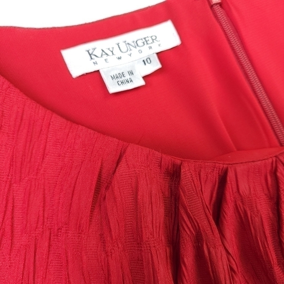 Kay Unger Red Belted Dress Sz 10 - Picture 9 of 12